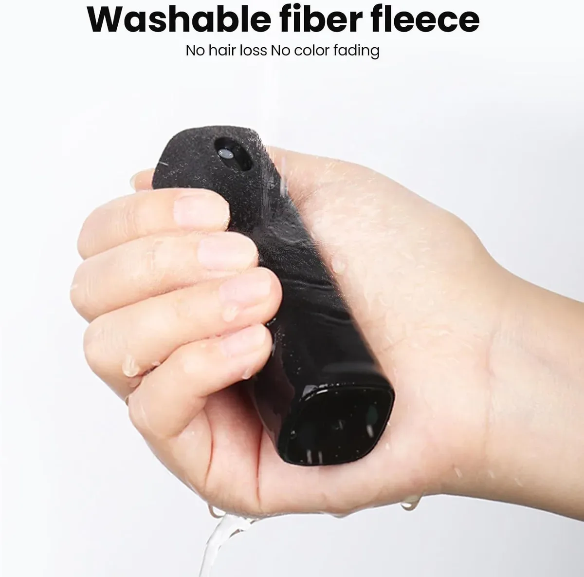 Washable fiber fleece on the base of the car screen cleaner