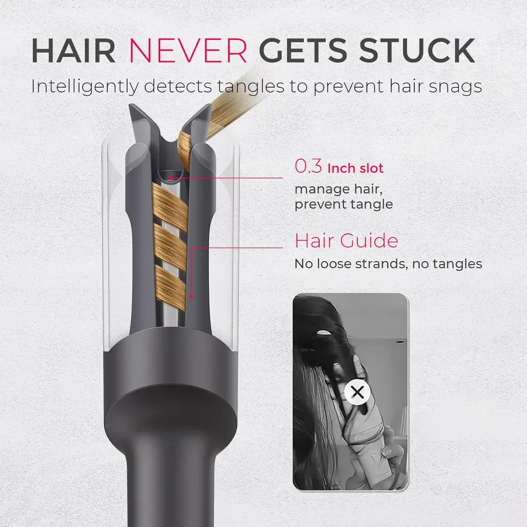 Anti-tangle 0.3 inch slot on the automatic curling iron