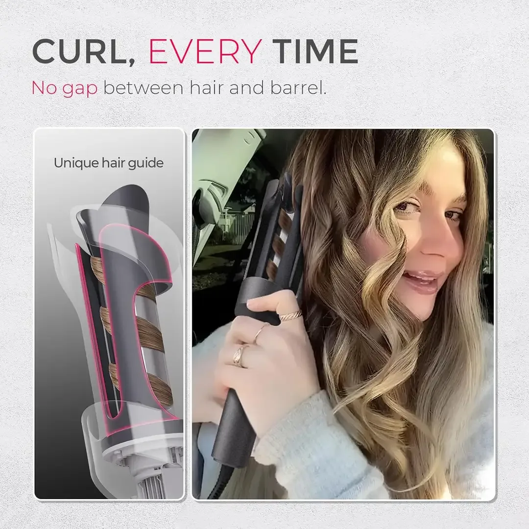 Hair guide holding a section close to the automatic curling iron