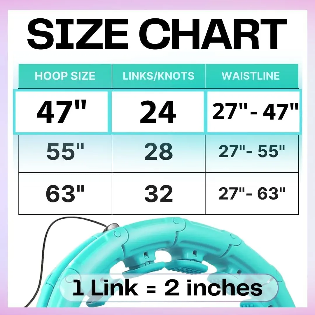 Weighted hula hoop size chart by waistline
