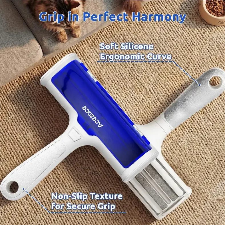 Non-slip handle of the pet hair remover roller in hand