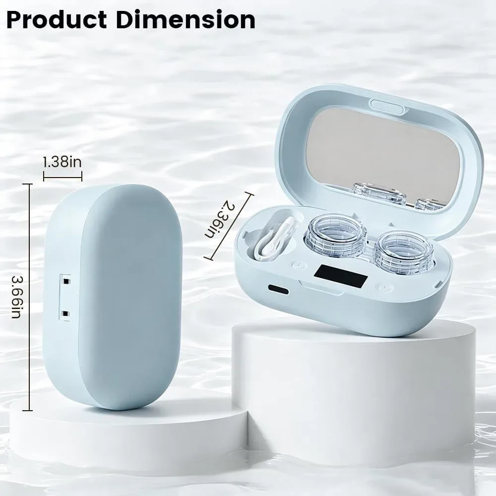 Ultrasonic contact lens cleaner dimensions for travel