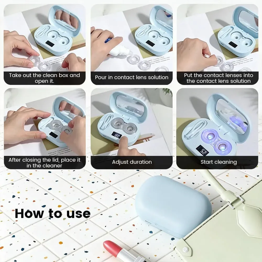 Step-by-step guide to using the ultrasonic contact lens cleaner