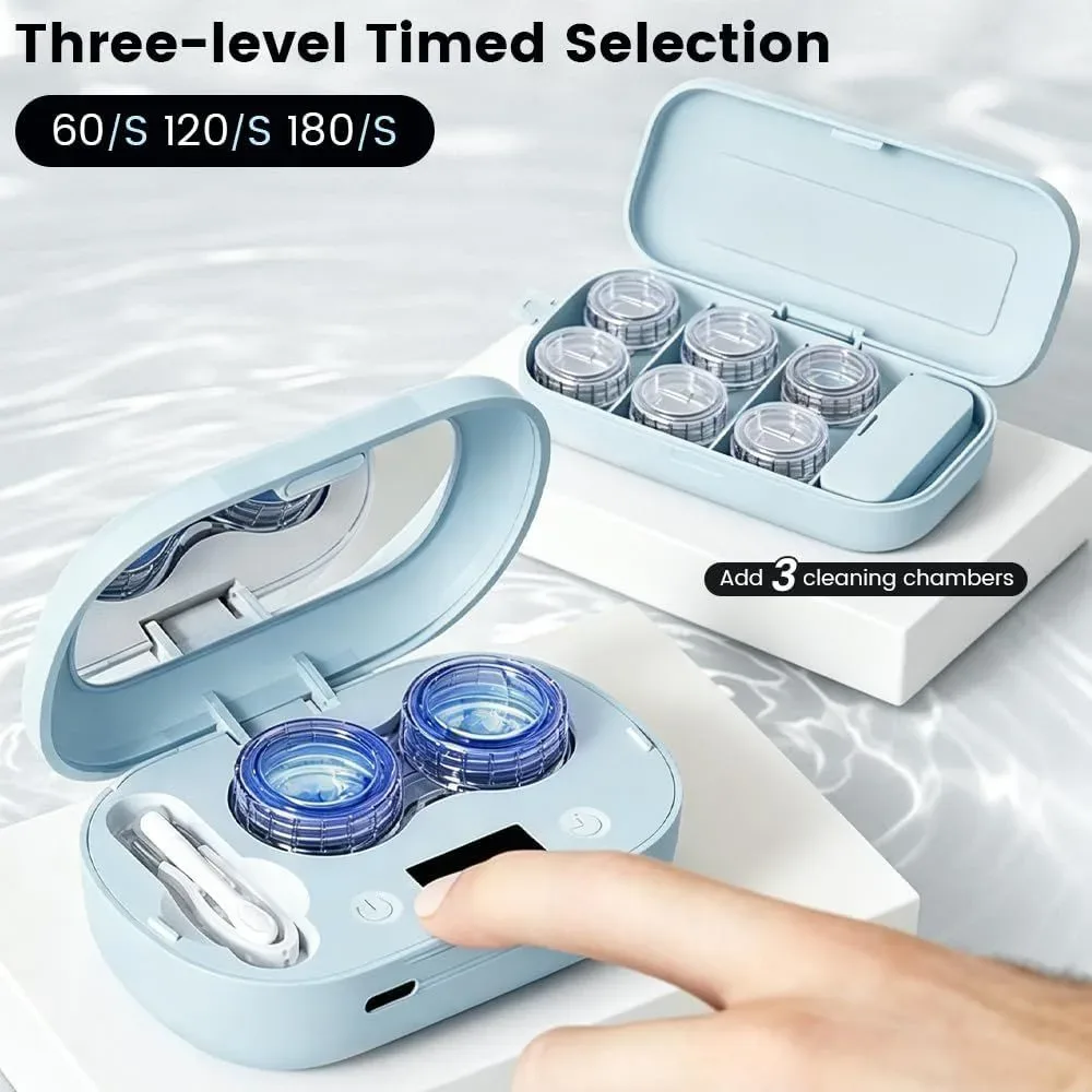 Timed cleaning settings on the ultrasonic contact lens cleaner
