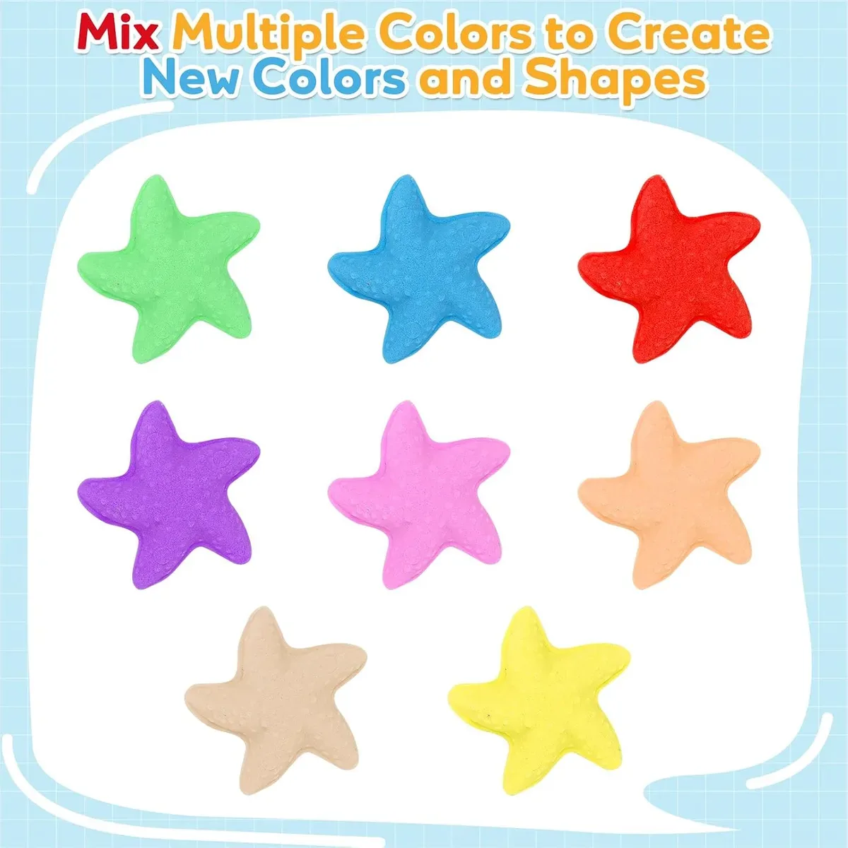 Star shapes pressed from colorful kinetic play sand