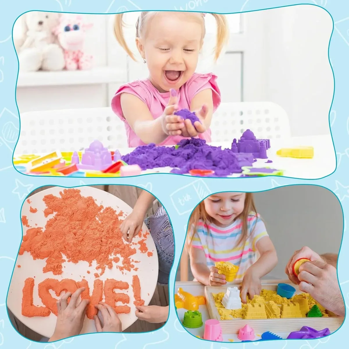 Toddler enjoying sensory play with kinetic play sand