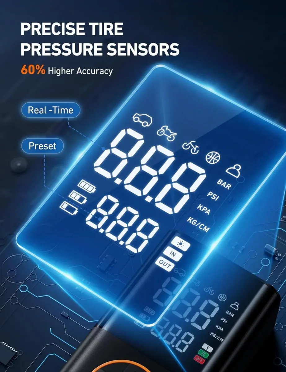 Digital pressure sensor of the cordless tire inflator