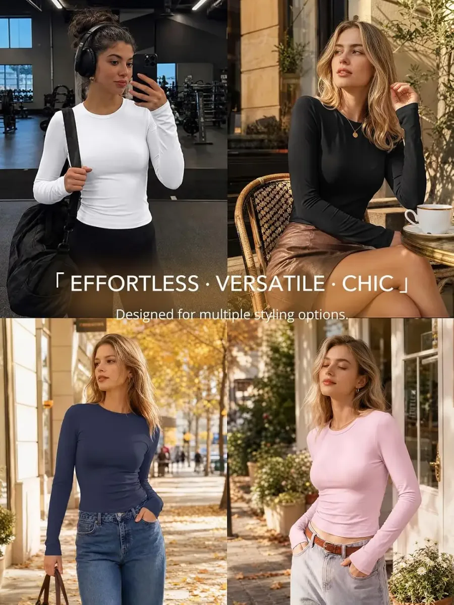Styling ideas for the women's long sleeve fitted t-shirt