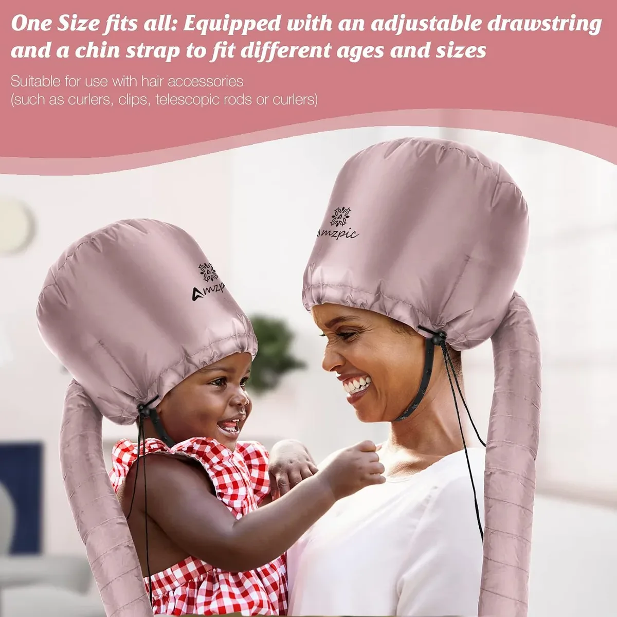 One-size bonnet hair dryer attachment for adults and kids