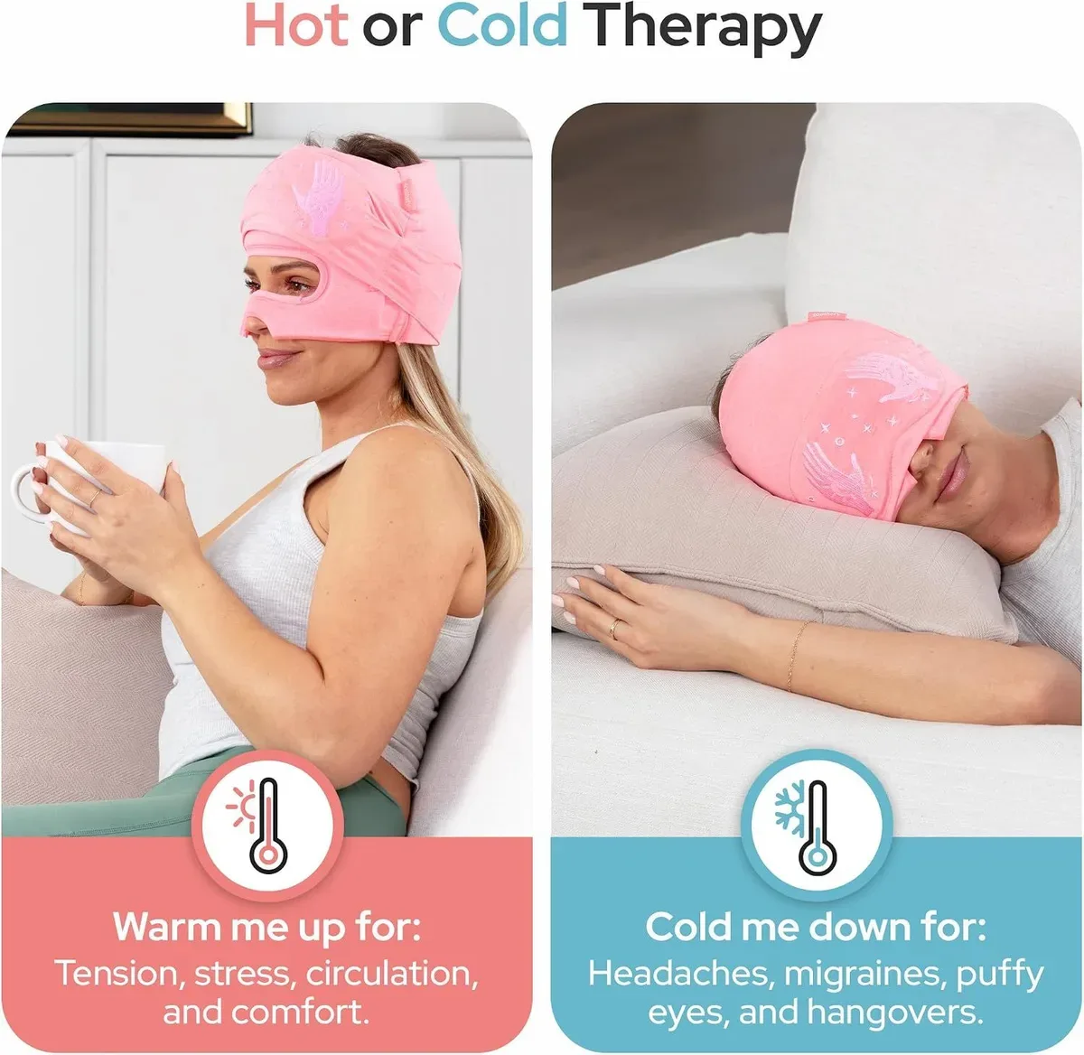 Migraine relief cap used warm or cold