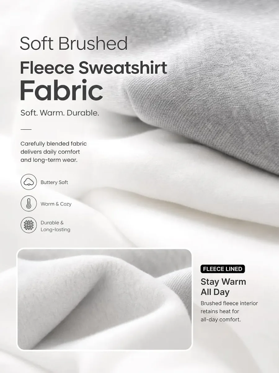 Brushed fleece lining inside the oversized henley sweatshirt