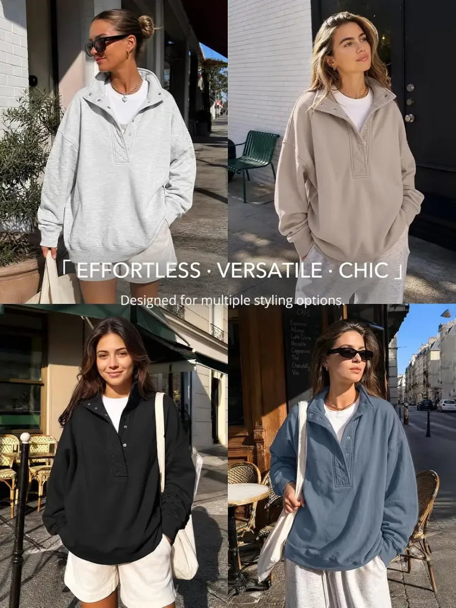 Ways to style the oversized henley sweatshirt with leggings and jeans