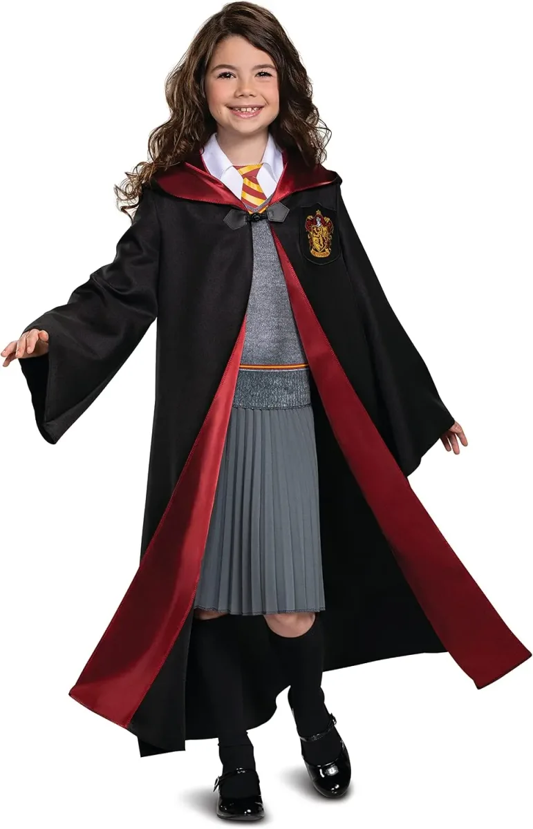 Complete kids wizard school costume outfit with robe and dress