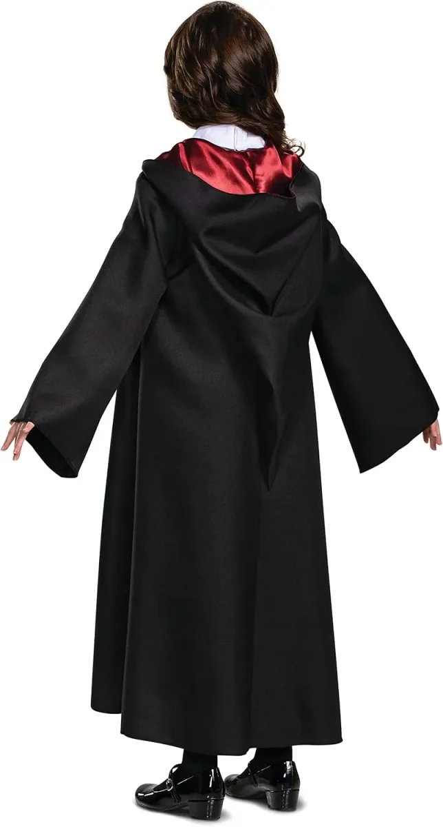 Full-length back of the kids wizard school costume robe