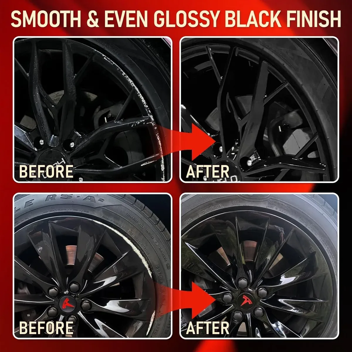 Smooth, even surface left by black rim touch up paint