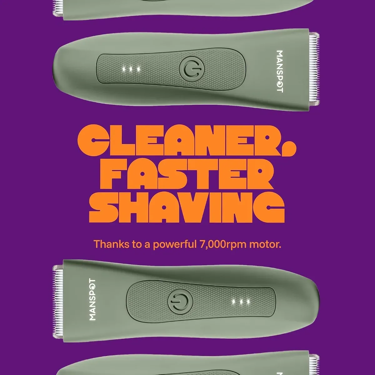 Body hair trimmer with a 7,000 rpm motor for faster trimming