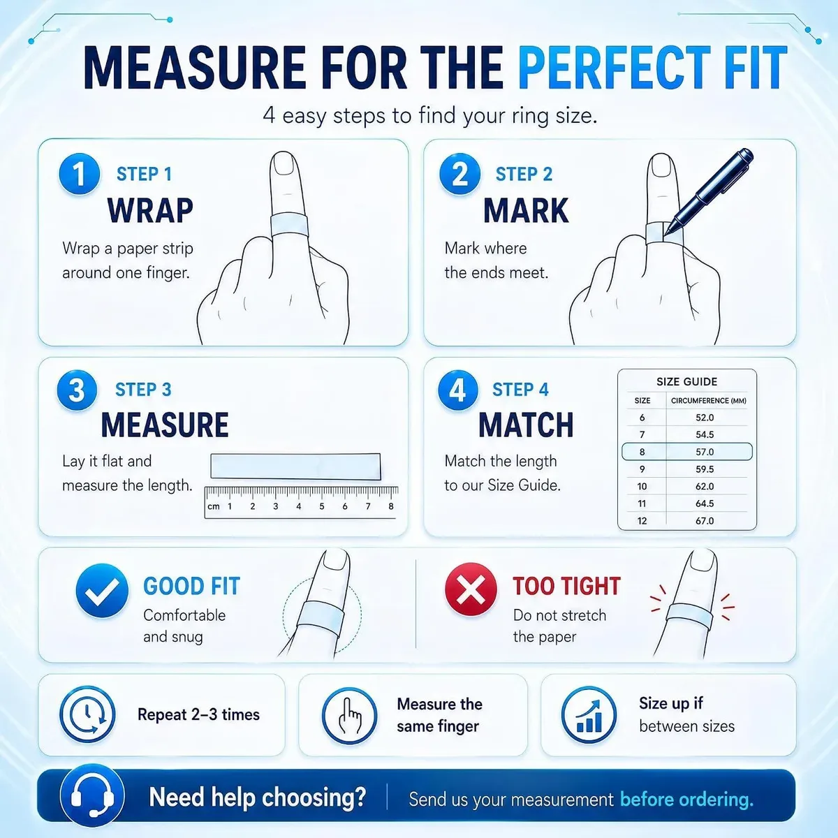 Four steps to find your size for the smart ring fitness tracker