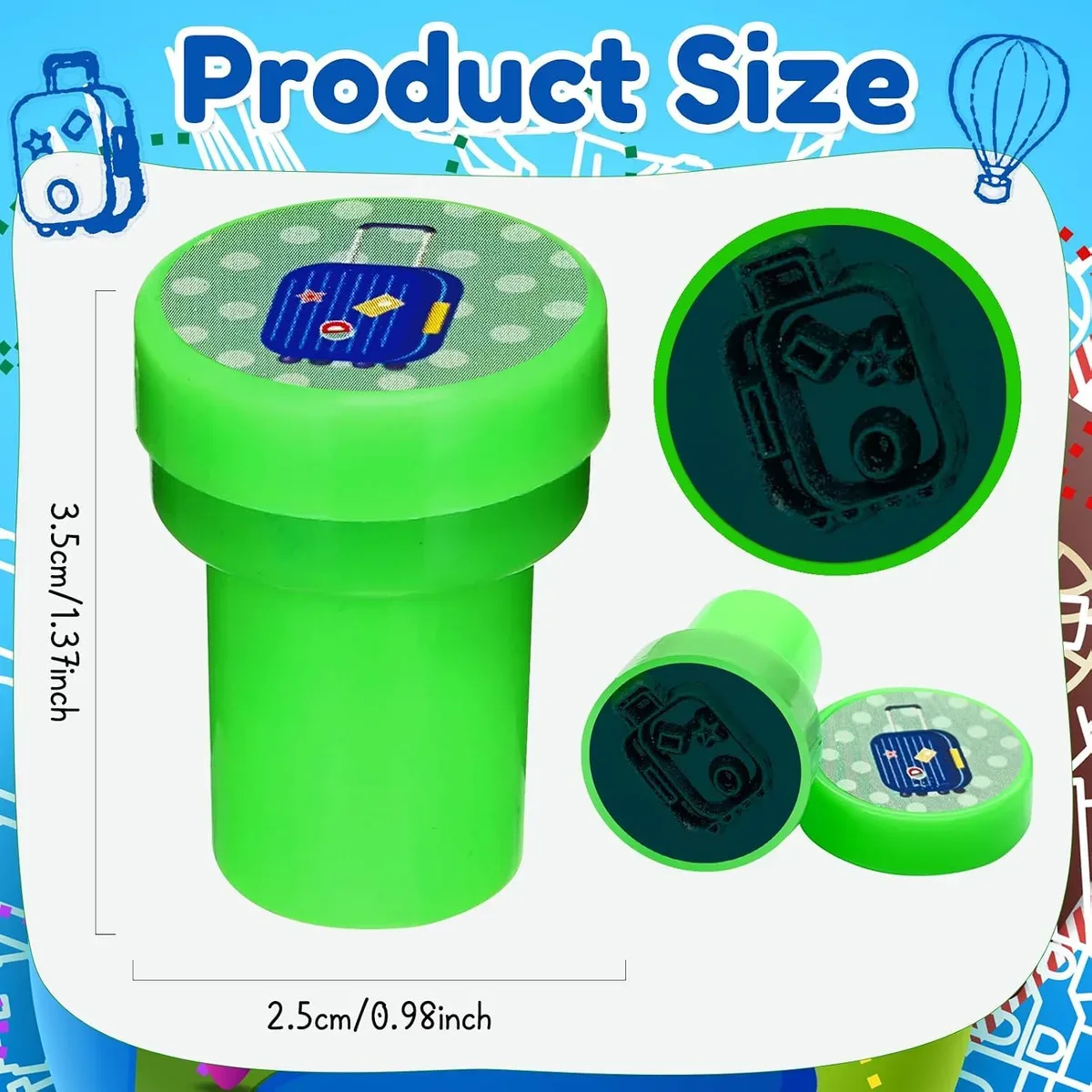 Size of one of the self-inking stampers for kids